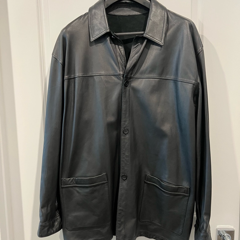 Leather/Suede reversible shirt jacket